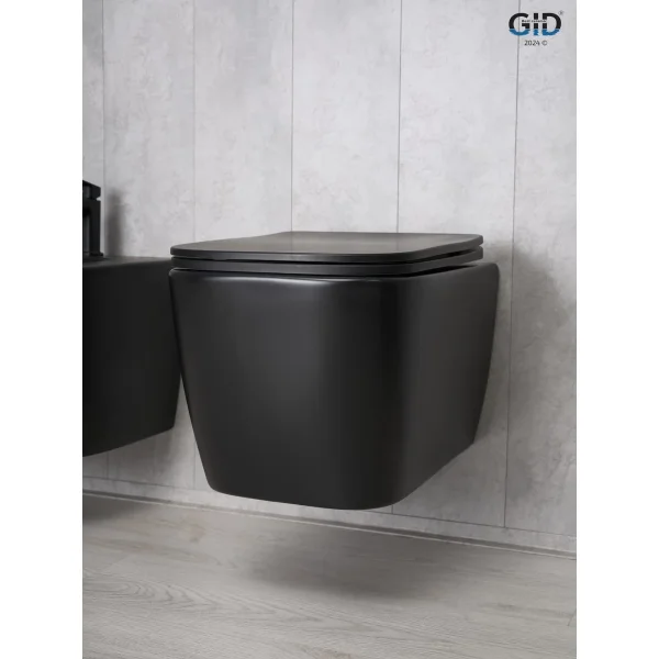 Унитаз подвесной GID Tr2140Bm безободковый, с сиденьем микролифт, черный матовый