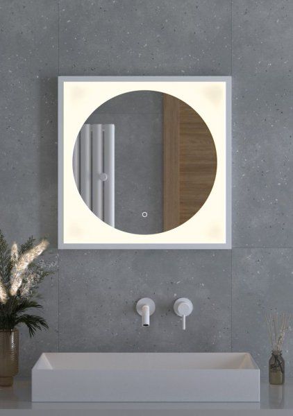 Зеркало с LED-подсветкой настенное Defesto Eclipse DF 2236S 60x60 белый