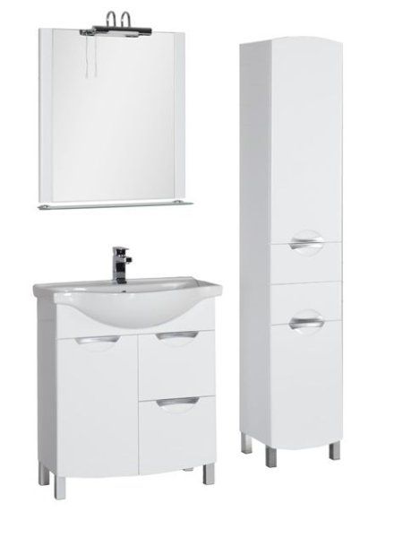 Тумба под раковину Aquanet Асти 00177785 75 белая, 2 ящика, бельевая корзина