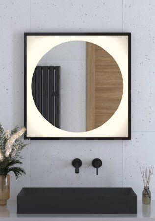 Зеркало с LED-подсветкой настенное Defesto Eclipse DF 2232 70x70 черный