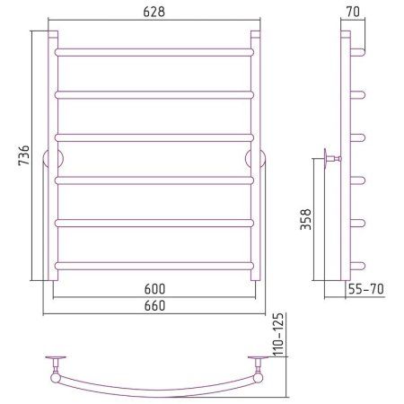 Полотенцесушитель водяной Стилье Универсал-50 80х60 хром