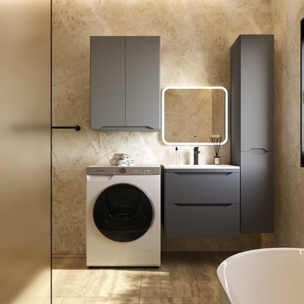 Тумба подвесная "Марелла 60" (2 ящ.) Люкс антискрейтч белый глянец, PLUS