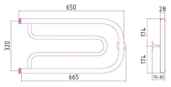 Полотенцесушитель водяной Стилье Дуэт 32х65