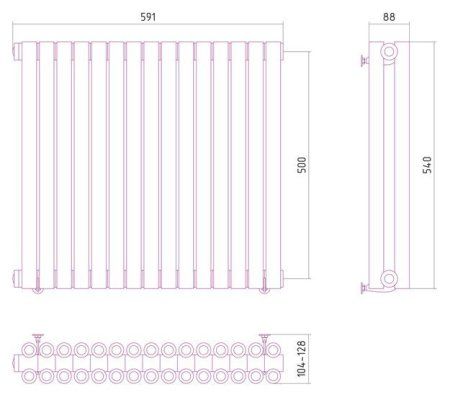 Дизайн-радиатор Сунержа Эстет 500х591 хром (15 секций) водяной