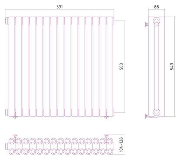 Дизайн-радиатор Сунержа Эстет 500х591 хром (15 секций) водяной