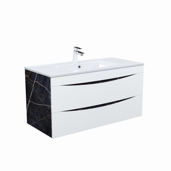 Тумба с умывальником IDDIS подвесная 100 см белая/черный мрамор Cloud (CLKOO1MT0BEE0iTG95QCK)