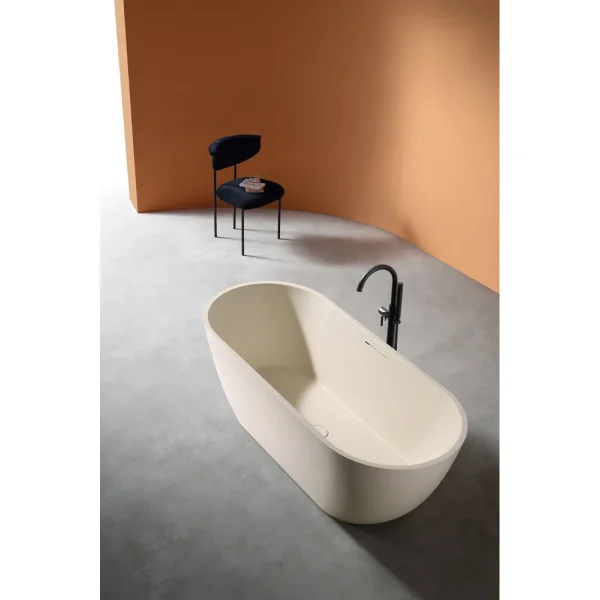 Ванна из литьевого мрамора Abber Frankfurt AM9941MBE 170x75 см, отдельностоящая, светло-бежевый матовый