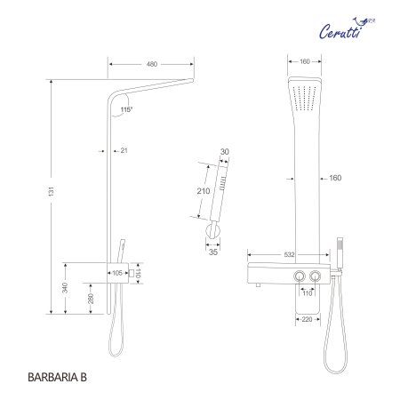 Панель BARBARIA B душевая Cerutti SPA CT9657