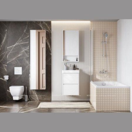 Шкаф-зеркало Aquaton Сканди 1A252002SD010 45 белый/белый матовый