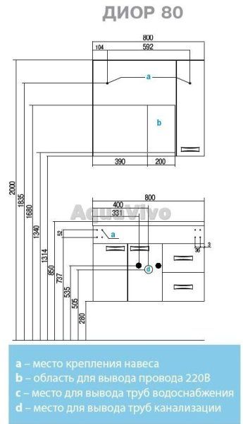 Тумба с раковиной Aquaton Диор 1A167801DR010 80 раковина Премьер М, белый