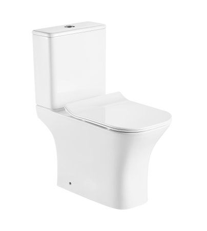 Унитаз напольный Azario FRETTA SQUARE 650х340х770 безободковый со смывным механизмом Geberit, бачком и сиденьем микролифт (AZ-1215A)