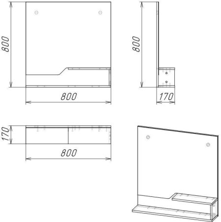 Зеркало Grossman Лайф 80 винтажное дерево темное/графит