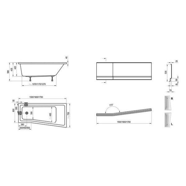 Ванна акриловая Ravak Be Happy II C951000000 170x75 R