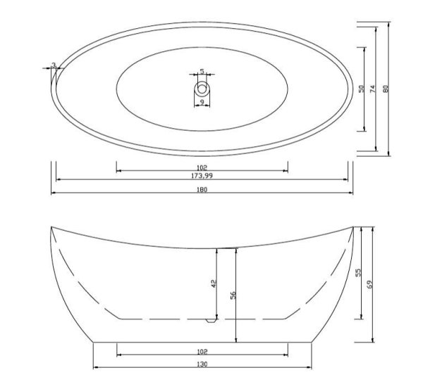 Акриловая ванна Cerutti SPA Nemi B-7114 180x80 отдельностоящая