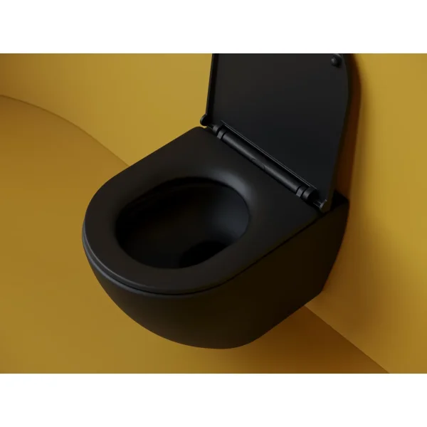 Унитаз подвесной Ceramica Nova Metropol CN4002TMB безободковый, торнадо, с сиденьем микролифт, черный матовый