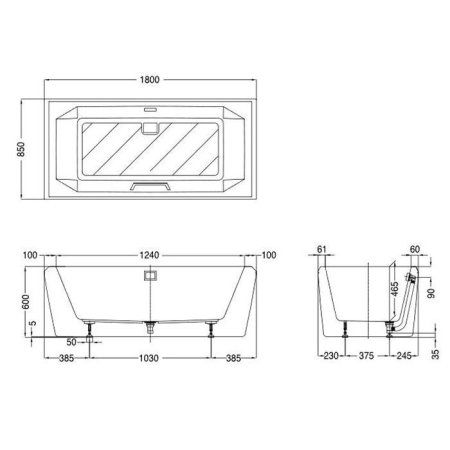 Ванна акриловая Toto PAY1816HPWE 180х85 белый