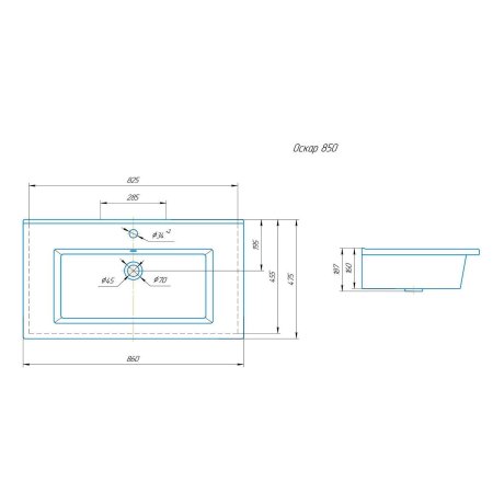 Умывальник MIXLINE "Оскар-85" белый (538504)