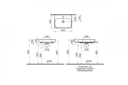 Раковина VitrA Metropole 5662B003-0001 60