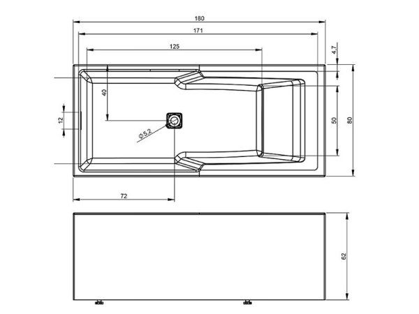 Ванна акриловая Riho Still Shower BD1700500000000 180x80 R L-образная панель в комплекте