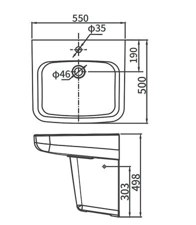Раковина ARROW AGP32037C 55x50 см с полупьедестал AGL9605C