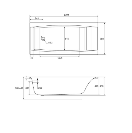Акриловая ванна Cersanit Virgo WP-VIRGO*170 170x75