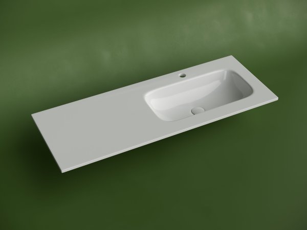 Раковина накладная мебельная Grace прямоугольная 1210x457x137 с чашей справа и отверстием под смеситель цвет белый CN7021