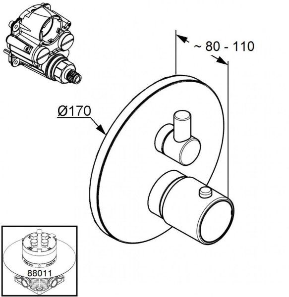 Термостат Kludi Zenta 388300545 для ванны с душем, хром