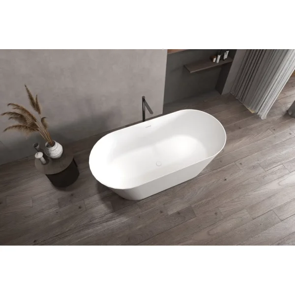 Ванна из литьевого мрамора Abber Stein AS9605 170x80 см, отдельностоящая, белый матовый