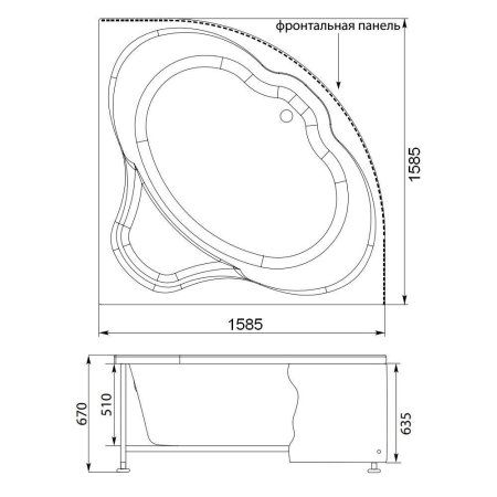 Акриловая ванна Aquanet Santiago 00204034 160х160