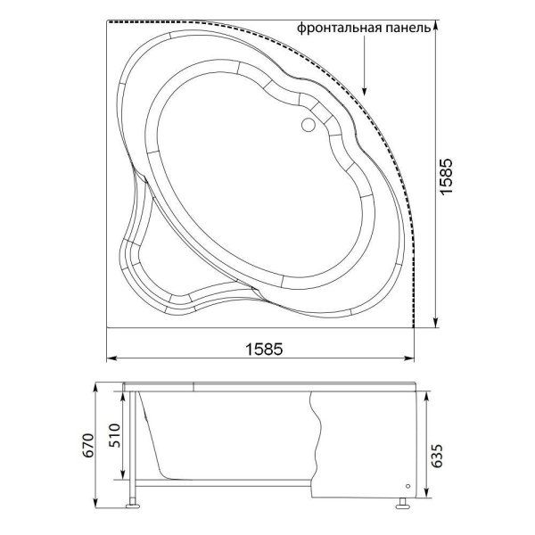 Акриловая ванна Aquanet Santiago 00204034 160х160