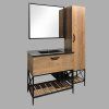 Тумба-умывальник COMFORTY "Бредфорд-90" дуб темный с раковиной COMFORTY 90E черная матовая