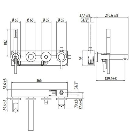 Смеситель Gattoni Circle One 9005/90C0 для ванны, хром