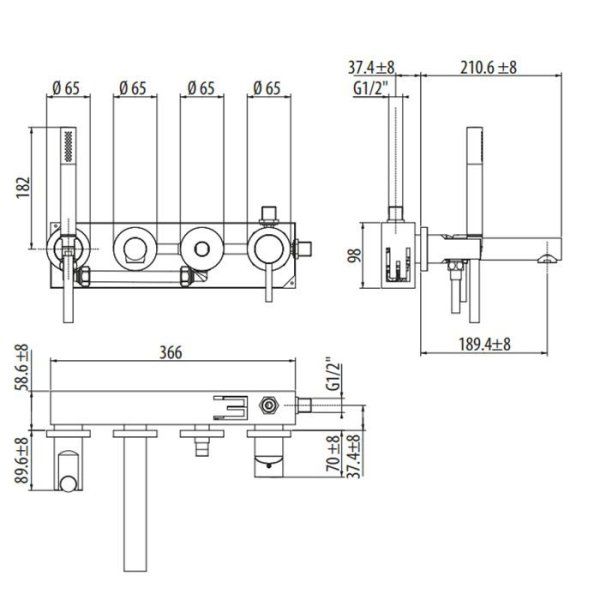 Смеситель Gattoni Circle One 9005/90C0 для ванны, хром