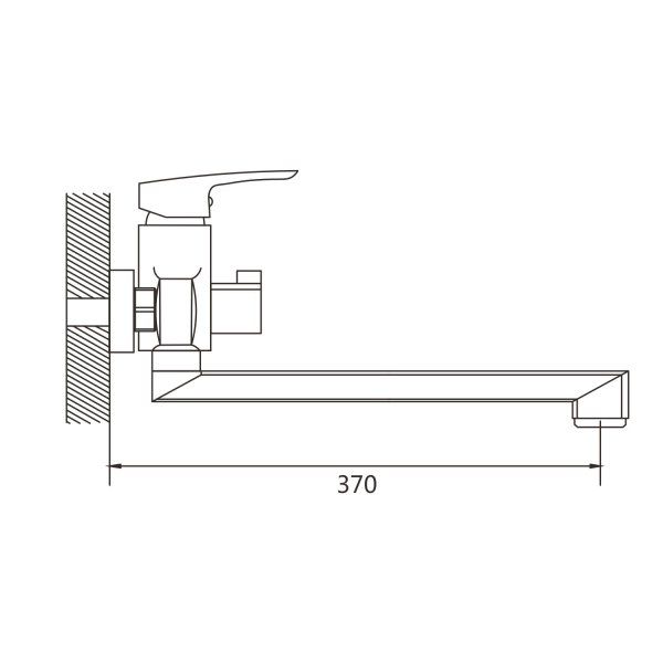 Смеситель для ванны однорычажный излив 35 см, переключение душ - корпус/дивертор/картридж Shevanik S8522, Хром