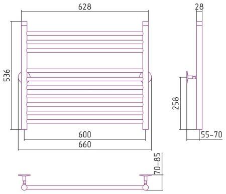 Полотенцесушитель водяной Стилье Универсал-53 60х60 хром