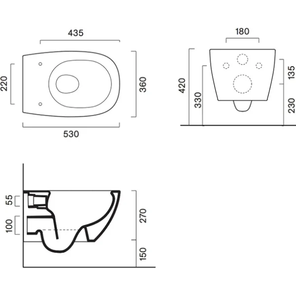 Унитаз подвесной Catalano Alvea 0611530001 безободковый, торнадо, белый глянец