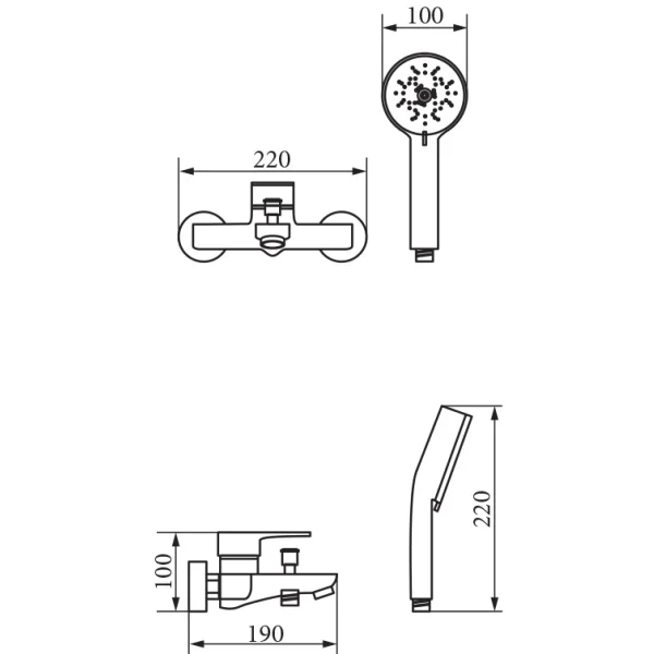 Смеситель для ванны Veragio Gritt Chromo VR.GTT-7001.CR