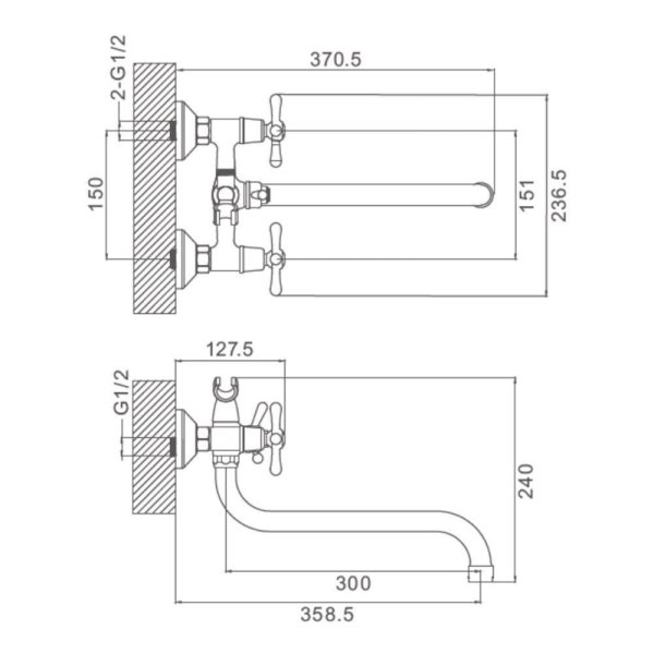 Смеситель для ванны Prohanss P11.22, хром