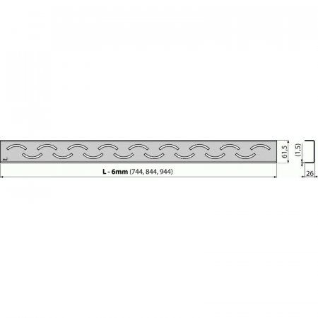 Решетка AlcaPlast SMILE-750M нержавеющая сталь матовая
