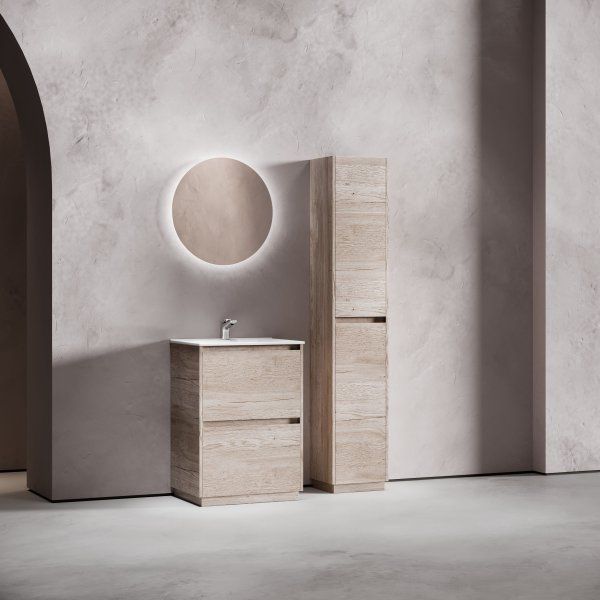 Тумба под раковину SANCOS Libra Floor напольная,590х450х840, c двумя ящиками оснащенными доводчиками, дуб галифакс натуральный,  LB60FEG