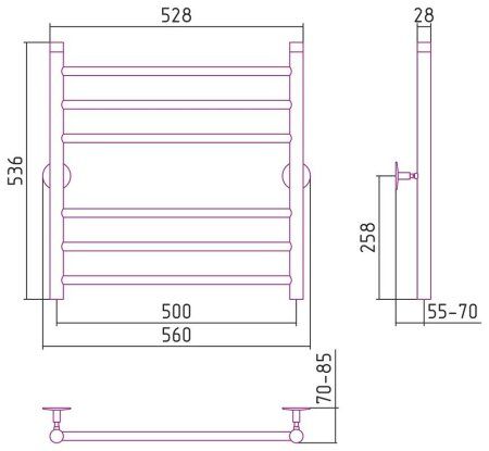 Полотенцесушитель водяной Стилье Универсал-55 60х50 хром