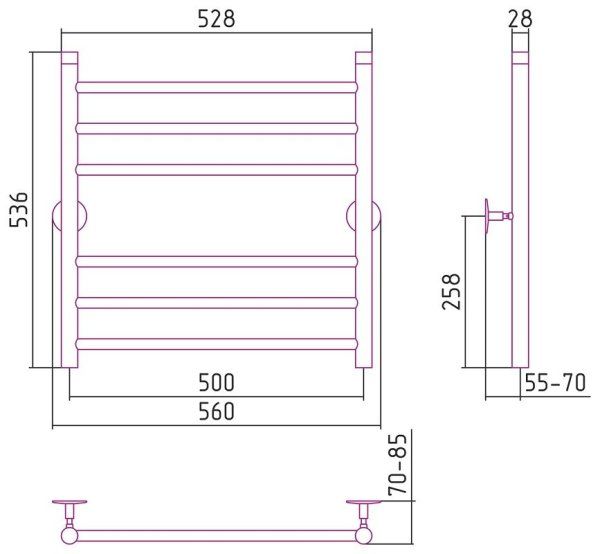 Полотенцесушитель водяной Стилье Универсал-55 60х50 хром