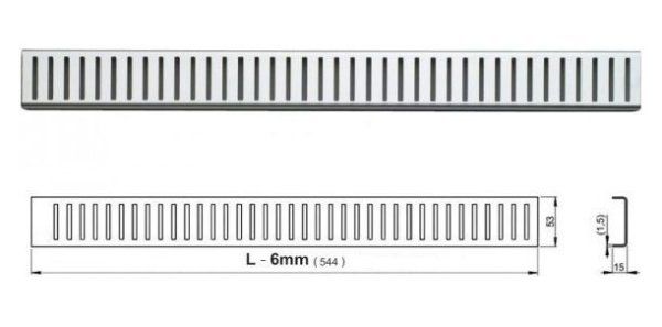 Решетка AlcaPlast Pure 550L нержавеющая сталь глянцевый