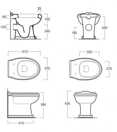 Унитаз приставной Simas Arcade AR891bi горизонтальный выпуск