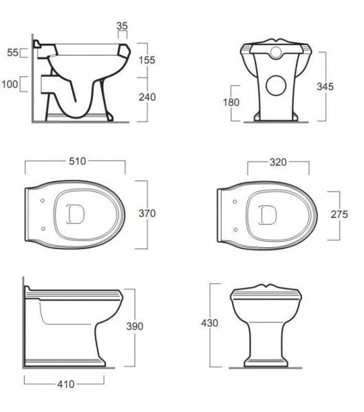Унитаз приставной Simas Arcade AR891bi горизонтальный выпуск