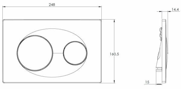 Кнопка смыва Azario 24.8х2.9х16 , пластик, цвет Черный матовый (AZ-8200-0013)
