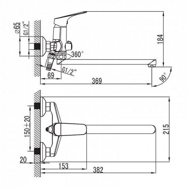Смеситель Iddis Vinsente VINSBL2i10WA для ванны, с длинным изливом