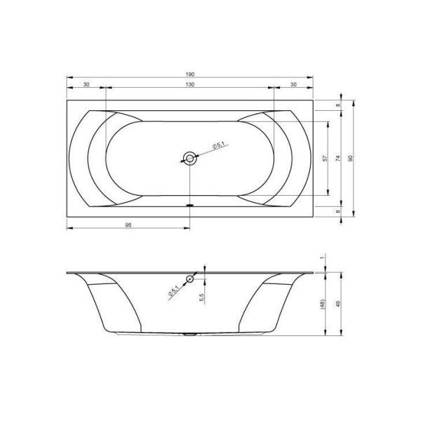 Ванна акриловая Riho Linares Velvet  BT4810500000000 190x90