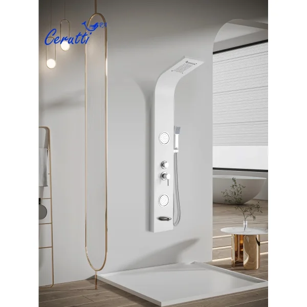 Душевая панель Ceruttispa Twin CT9985 со смесителем, белый матовый