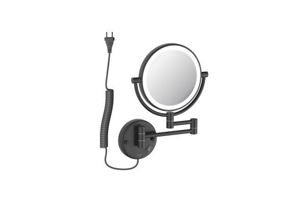 Зеркало косметическое настенное с подсветкой 5х AQUATEK, матовый черный AQ4915MB